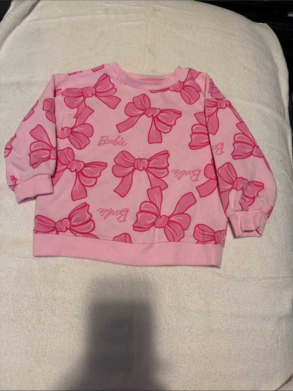 Barbie Light Pink Sweatshirt with Dark Pink Bow Print